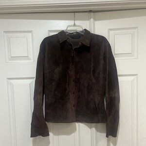 VNTG 90s Express Women Medium Suede Leather Button Front Collared Shirt Western